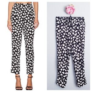 Kate Spade Black and White Dancing Hearts Ria Pants